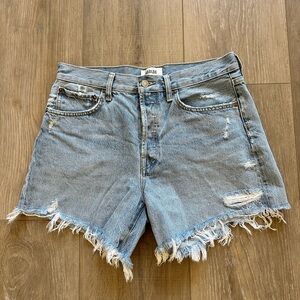 Agolde Parker long distressed cutoff shorts